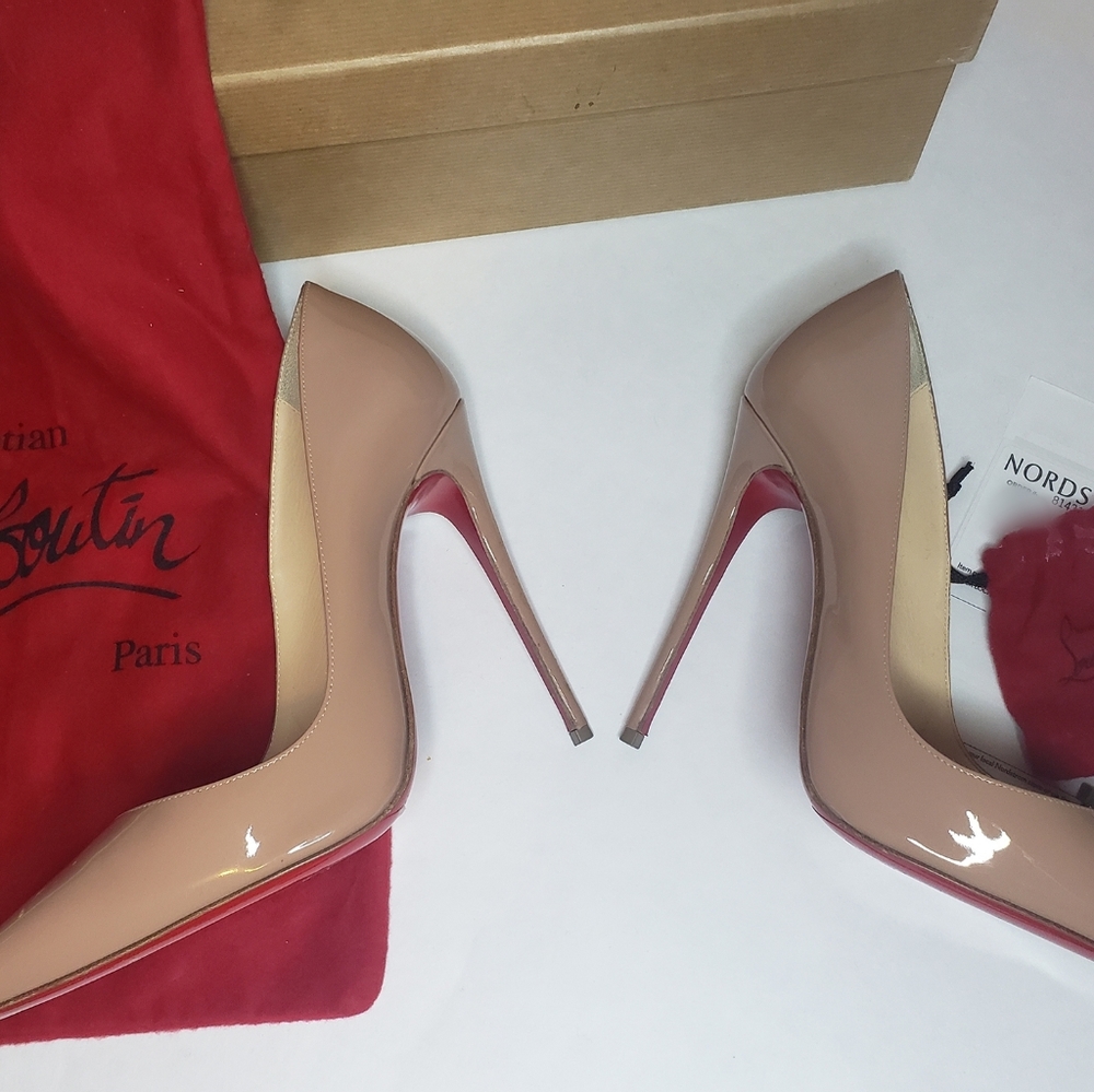 Christian Louboutin So Kate Nude 120 Patent Heels - Size 37.5 - Picture 8 of 12
